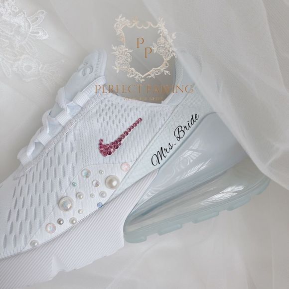 Nike Air Max 270 Wedding Sneaker, Custom Woman Sneakers With  Air max 270 wedding sneakers